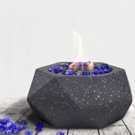 Black desktop fire basin, indoor and outdoor alcohol fireplace, fire bowl clean burning bioethanol ventilation free fireplace