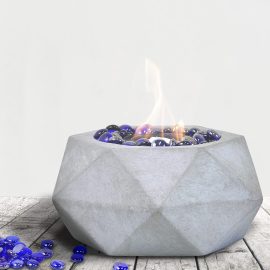 White desktop fire basin, indoor and outdoor alcohol fireplace, fire bowl clean burning bioethanol ventilation free fireplace